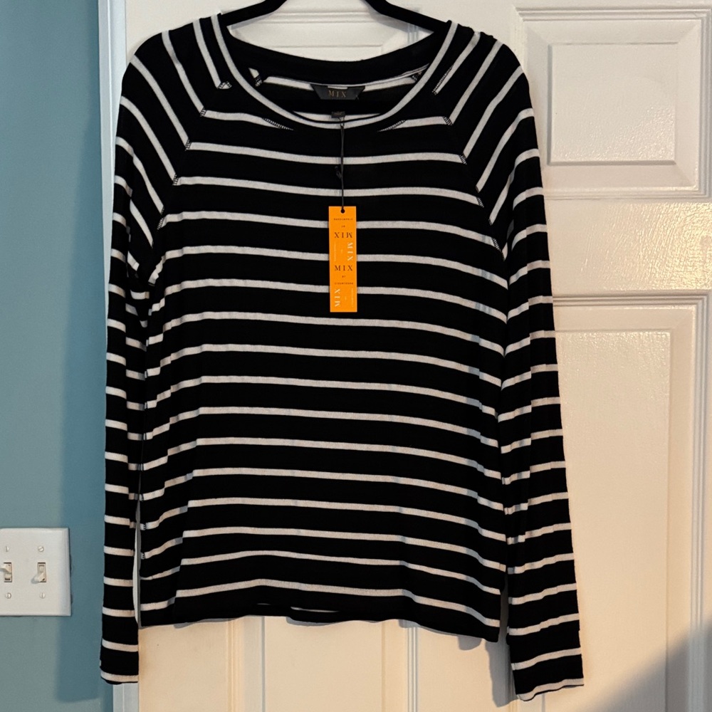41 Hawthorn Black and White Striped Long Sleeve Top - L NWT